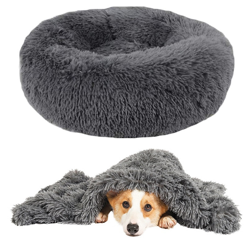 Fluffy Calming Dog Bed with Buy 1 Get 1 Free Blanket