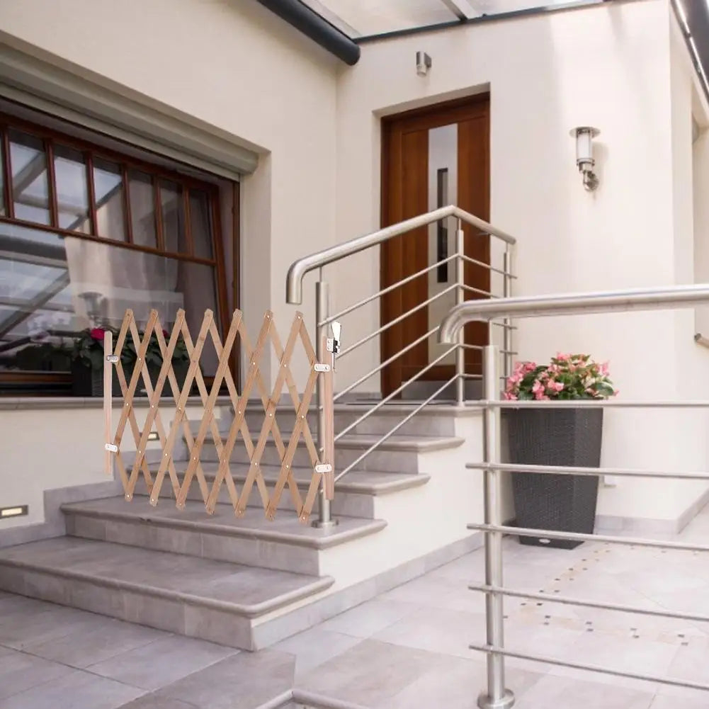 Retractable Wooden Trellis Pet Gate  for Doorways & Stairs