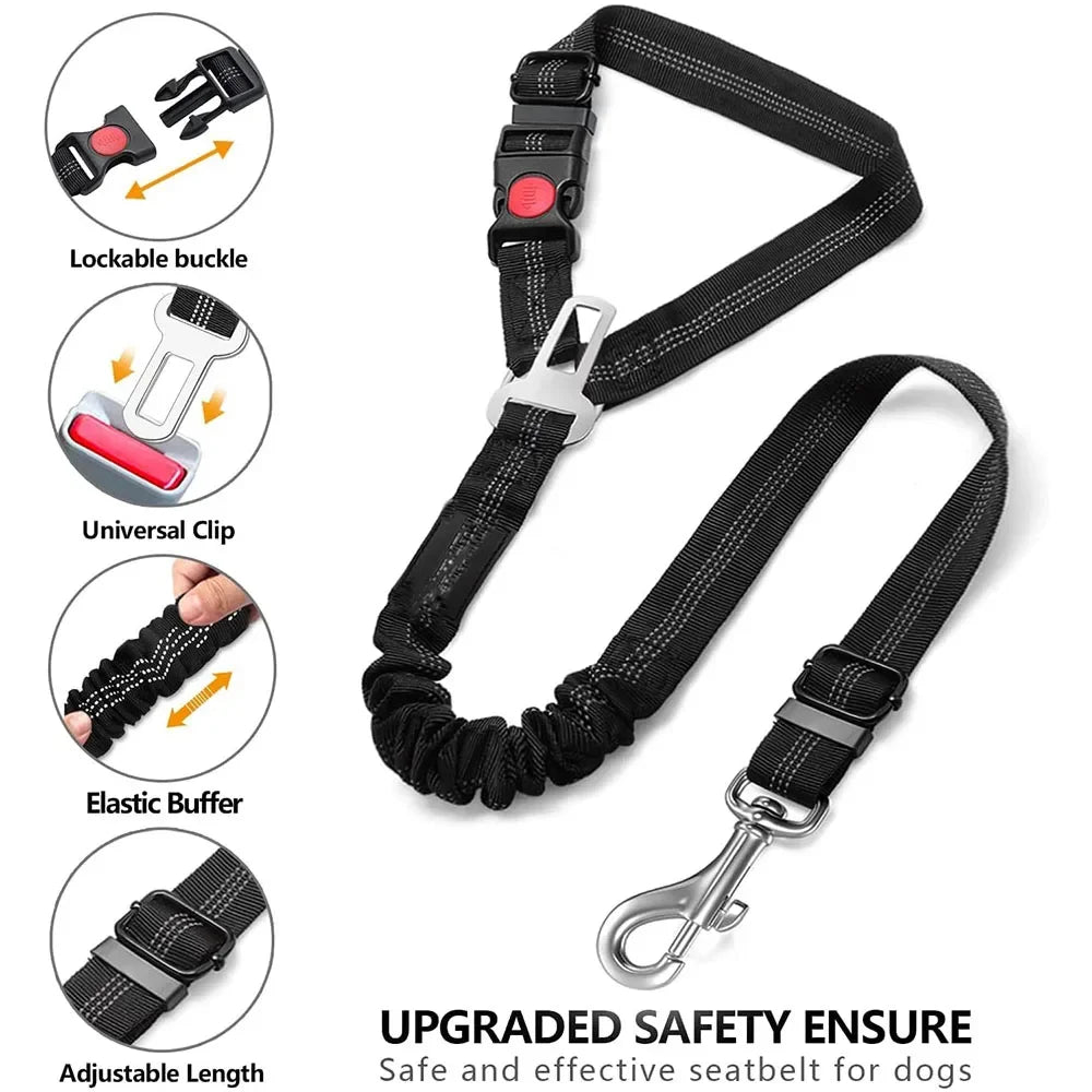 3in1 Reflective Head Rest Dog Seat Belt and Leash