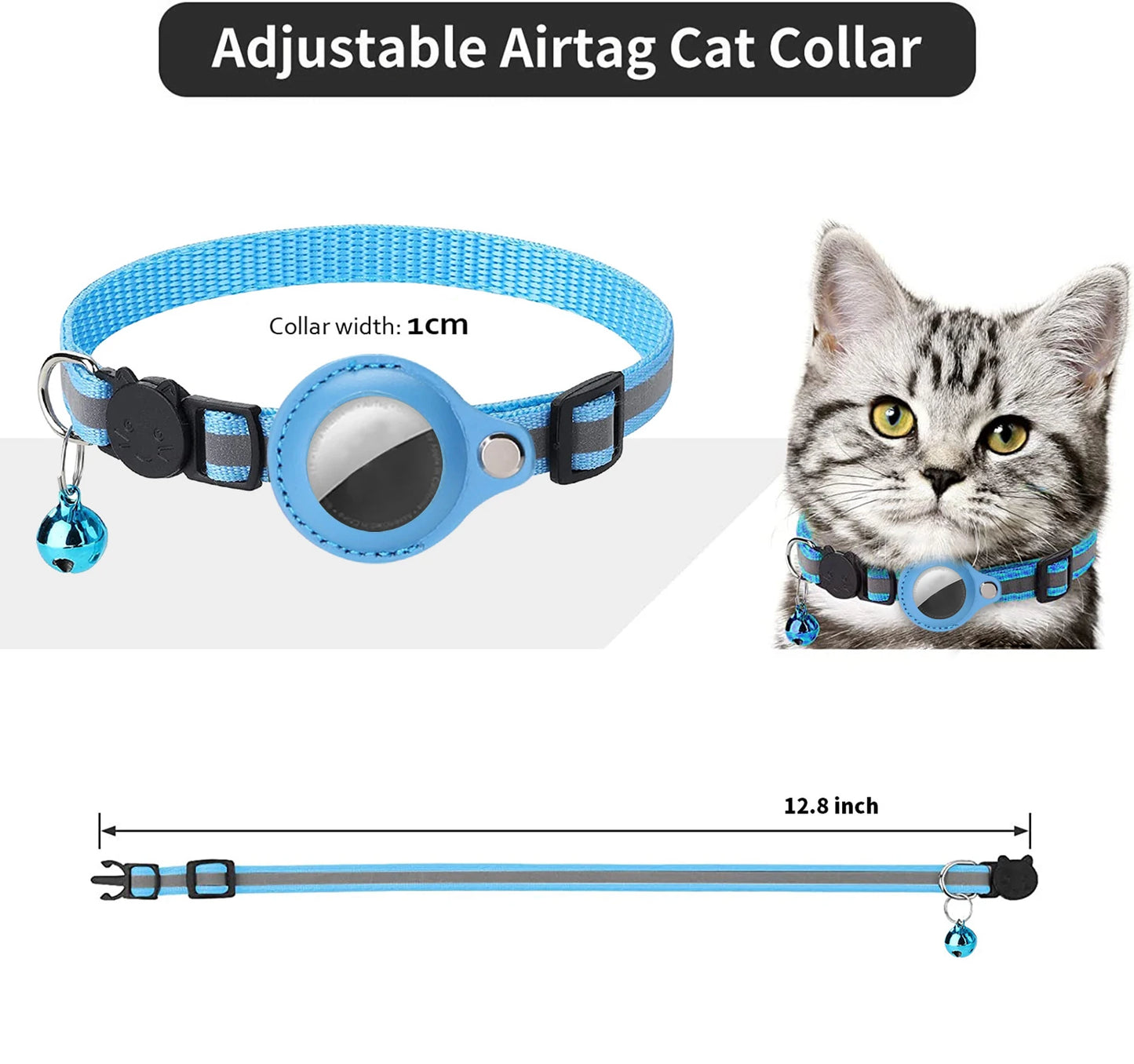 Reflective GPS Cat Collar With Locator Holders and Safety Bell