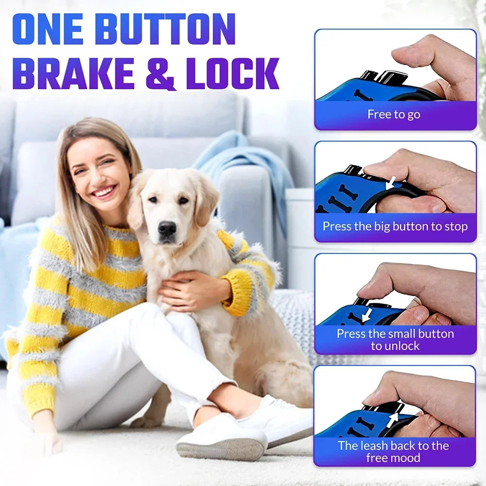 Automatic Retractable Dog Leash with Non-Slip Handle