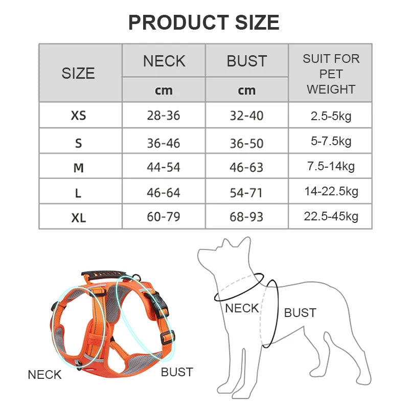 Adjustable Reflective Dog Harness with Handle for all Sized Dogs      g