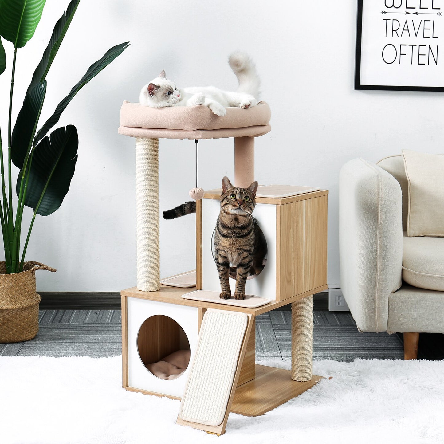 Cat Scratching Post Tree Tower with Condo
