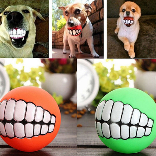 Funny Teeth Dog Squeaky Ball Toy