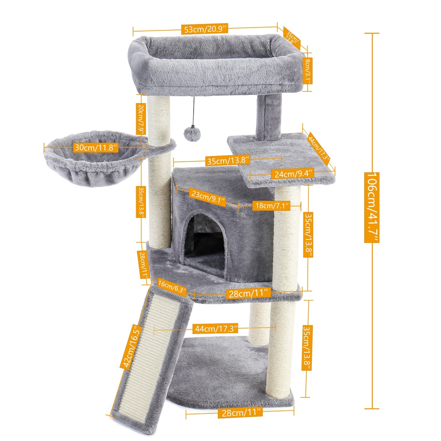 Cat Scratching Post Tree Tower with Condo