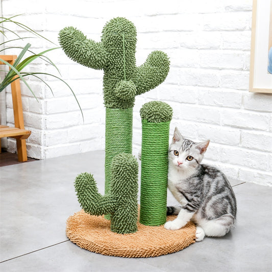 Cute Cactus Cat Scratching Climbing Tree with Curiosity Sisal Ball