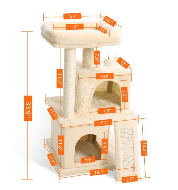 Beautiful Sturdy Cat Tree Tower with Double Condos Spacious Perch