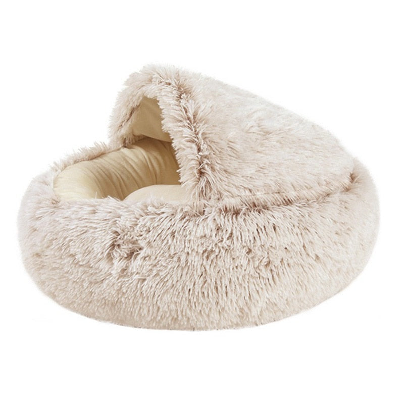 Small Dog Cat Round Plush Warm House Bed