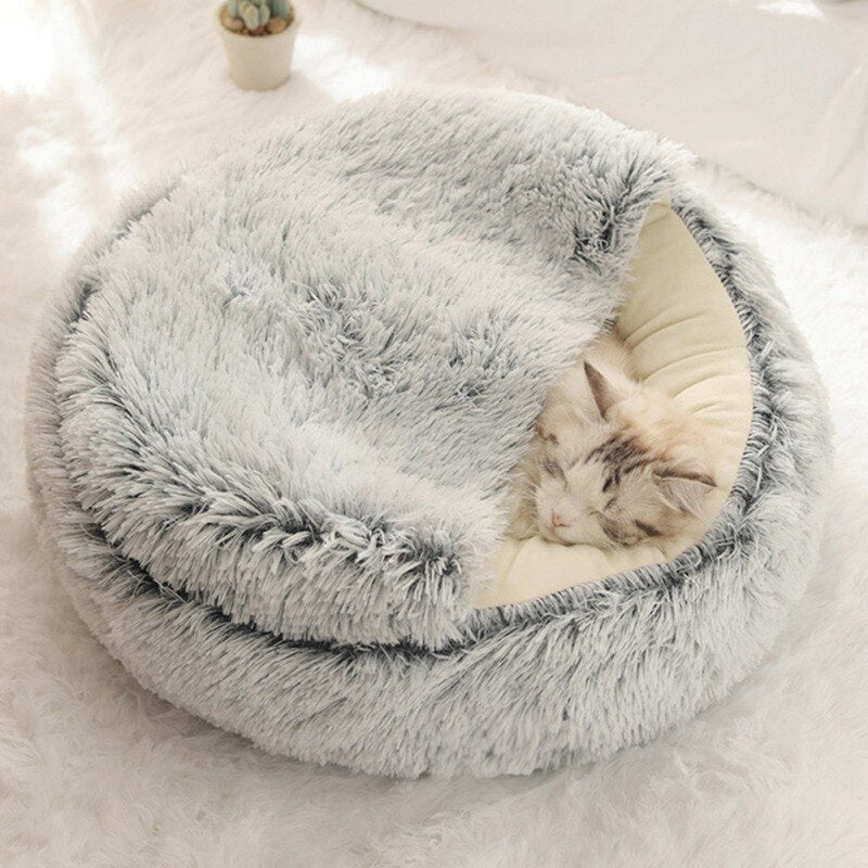 Small Dog Cat Round Plush Warm House Bed