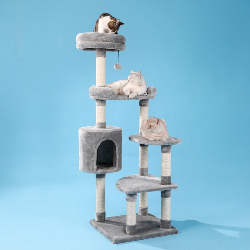 Beautiful Sturdy Cat Tree Tower with Double Condos Spacious Perch