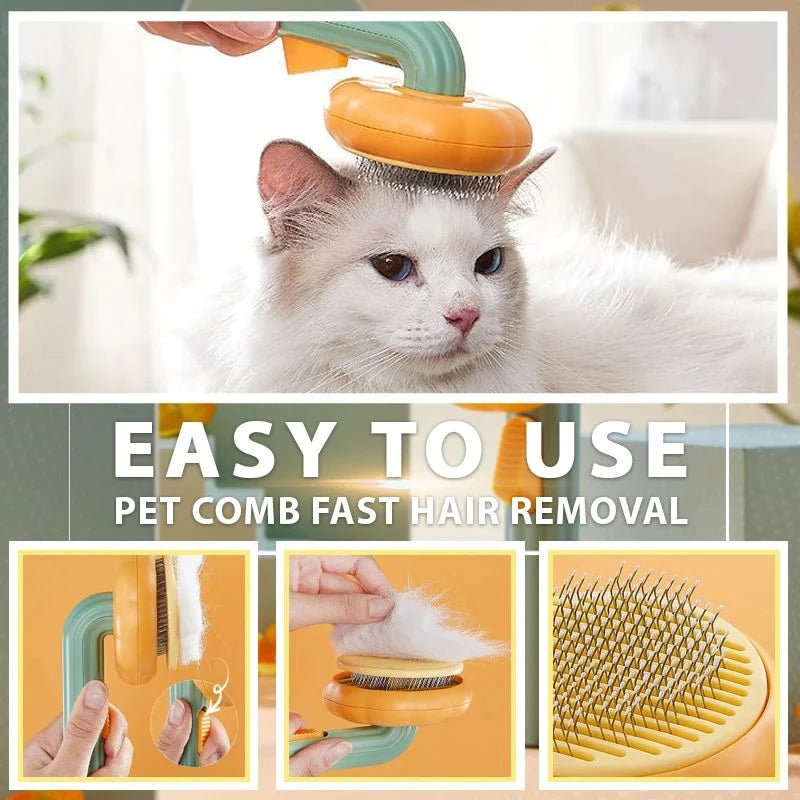 2022 PUMPKIN PET BRUSH SELF CLEANING SLICKER BRUSH FOR SHEDDING DOG CAT GROOMING COMB REMOVES LOOSE UNDERLAYERS AND TANGLED HAIR