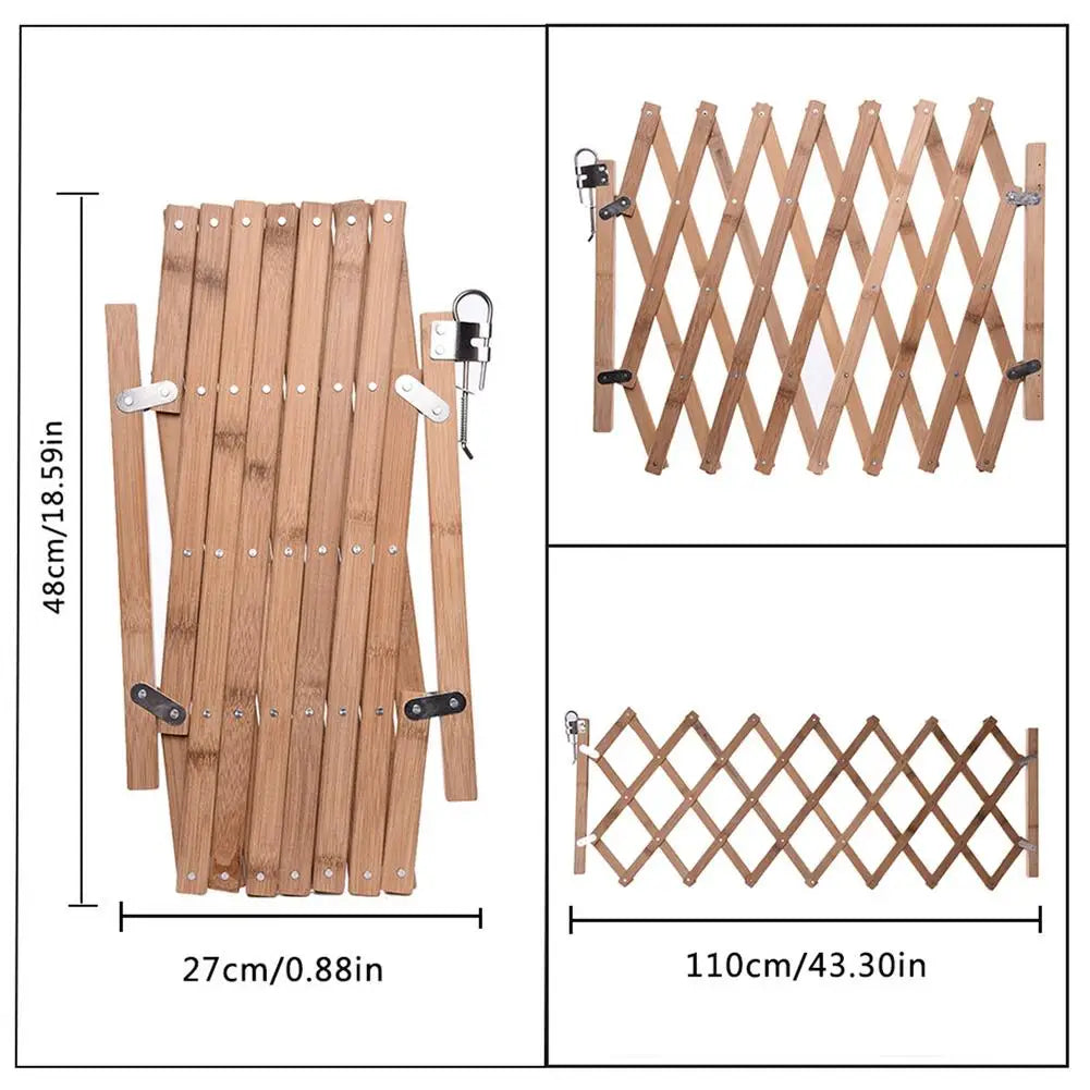 Retractable Wooden Trellis Pet Gate  for Doorways & Stairs