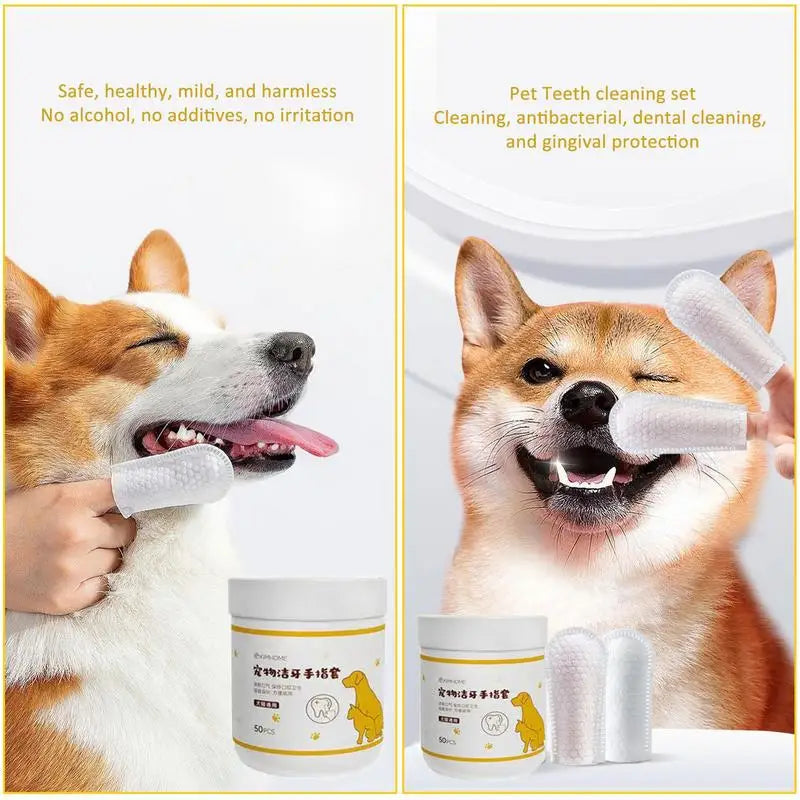 Safe Effective Dog Teeth Cleaning Finger Wipes