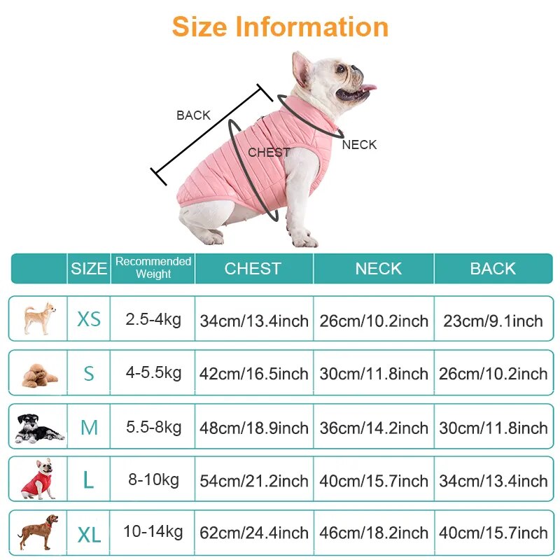 Warm Durable Waterproof Zipper Winter Dog Jackets