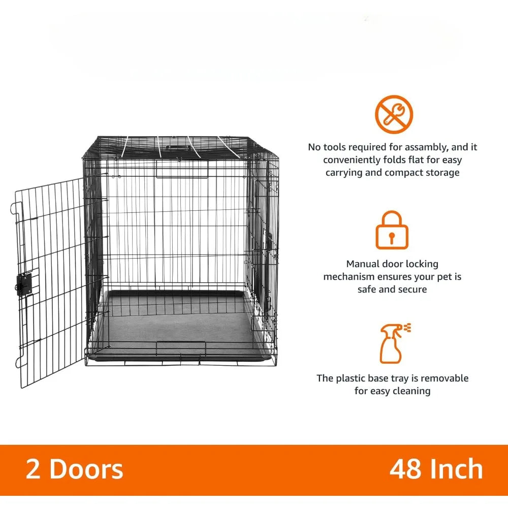 Foldable Metal Wire Dog Crate With Tray