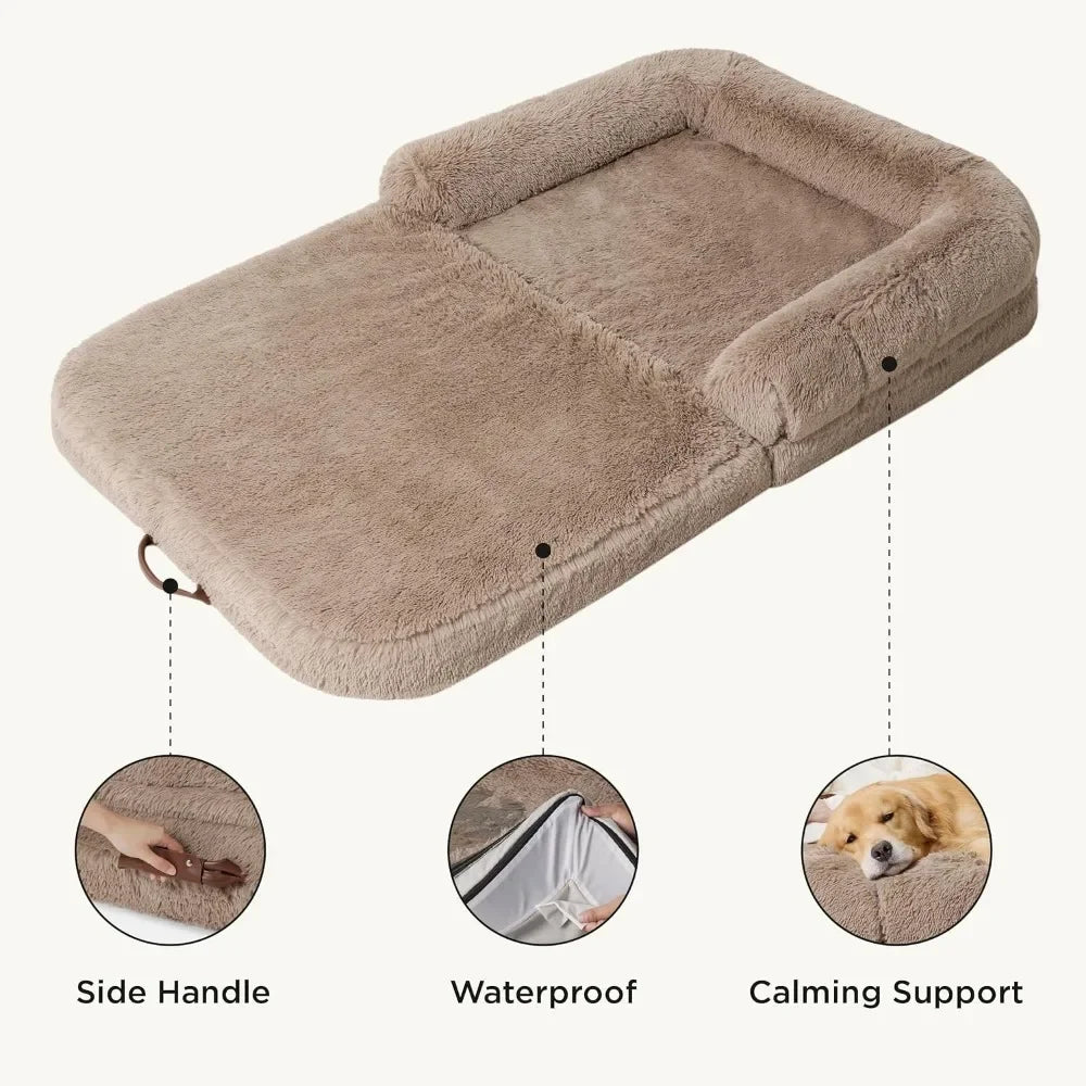 2 in 1 Calming Human Size Giant Waterproof Dog Bed