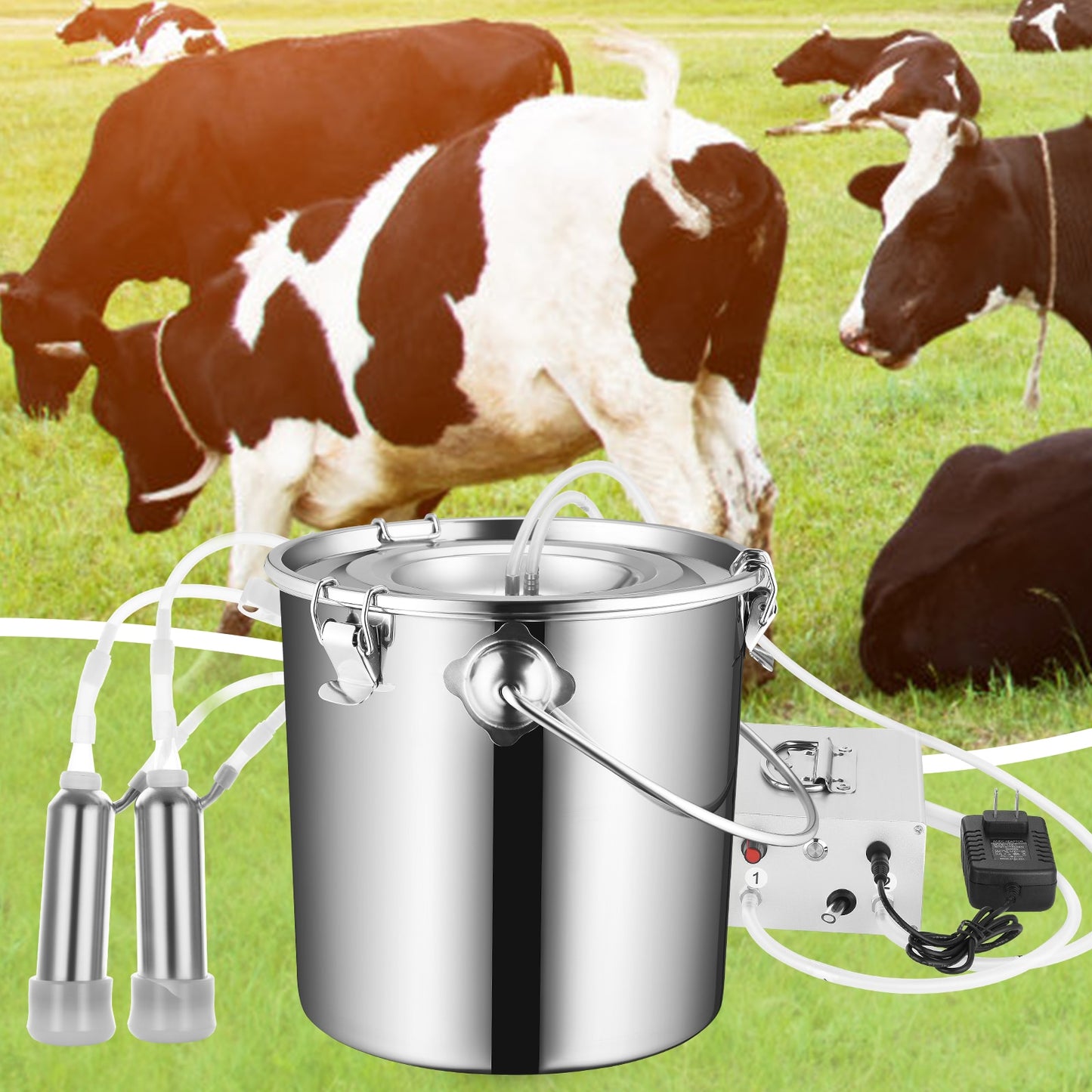 9L Electric Adjustable Vacuum Pulsating Cow Goat Milking Machine