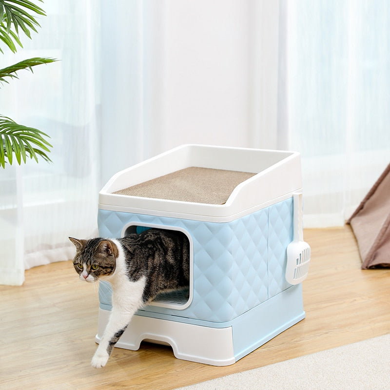 Big Size Cat Litter Box with Scratching Board