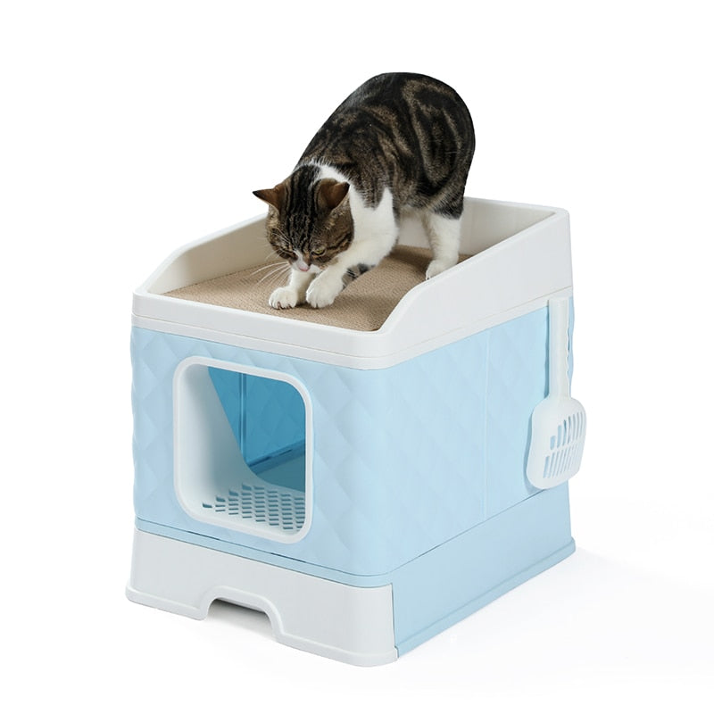 Big Size Cat Litter Box with Scratching Board